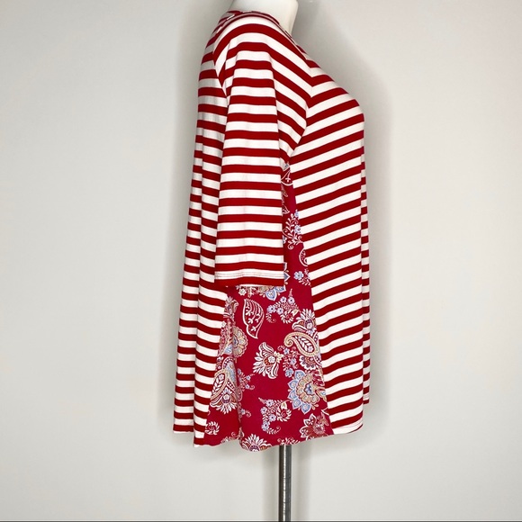 Woman Within tunic, stripes & patterned inserts - Picture 2 of 5